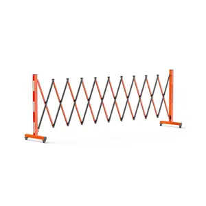 GARVEE Adjustable Expandable Metal Barricades with Lockable Casters, Portable Folding Traffic Fences for Crowd Control, Road Construction, Driveway Security, and Outdoor Use, Available in Lengths 6FT to 23FT