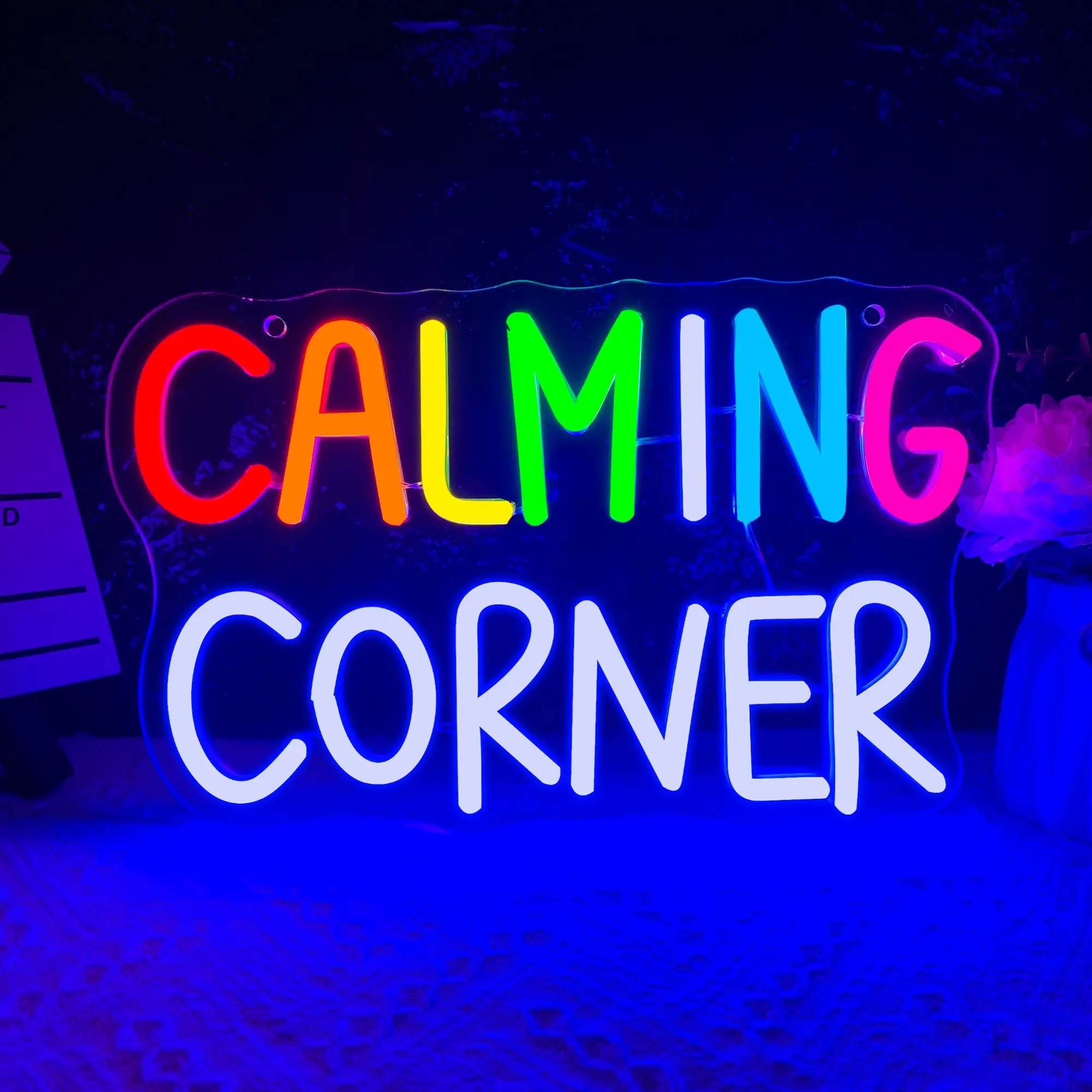 "Calming Corner" LED Neon Wall Sign, Led Neon Signs – Back-to-School Decor; USB-Powered Ambient Light for Bedrooms, Classrooms, Libraries, Cafés, Bookstores, and Reading Rooms