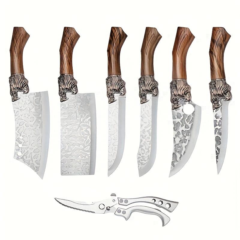 7 piece set, knife, multi-functional set, hotel gift set, outdoor camping car set, scissors, steak knife, beef knife pork knife, chicken and duck meat knife, can easily cut meat, fruit knife, plastic handle upgraded design grip summerwins