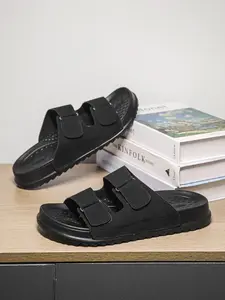 Flexible Velcro straps for easy adjustment. Soft suede surface, massage insole and durable anti-slip sole for all-day comfort.