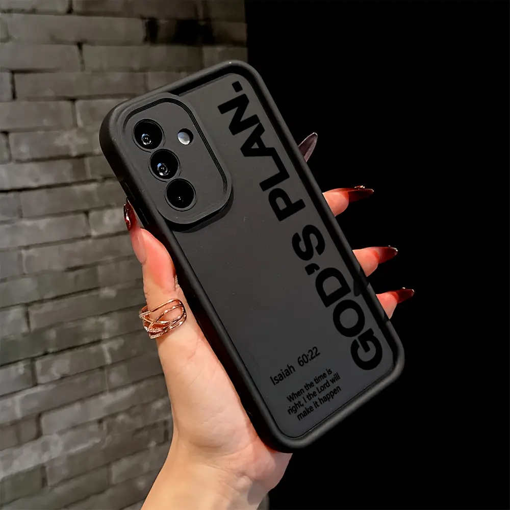 Phone Case: God'S Plan Pattern Chic Simple Anti-Drop TPU Case for iPhone 17 16 15 14 13 12 11 PRO MAX PLUS 17AIR 16E 17E 13mini 12mini XSMAX X XS Samsung S26 S25 S24 S23 S22 S21 ULTRA PLUS A54 A53 A52 A36 A35 A33Trendy Soft Protective Cover