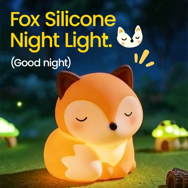Soft Gel Touch Fox Lamp for Kids, Gentle Glow Decorative Light, Stress Relief Silicone Fox Lamp, Warm Atmosphere Desk Lamp