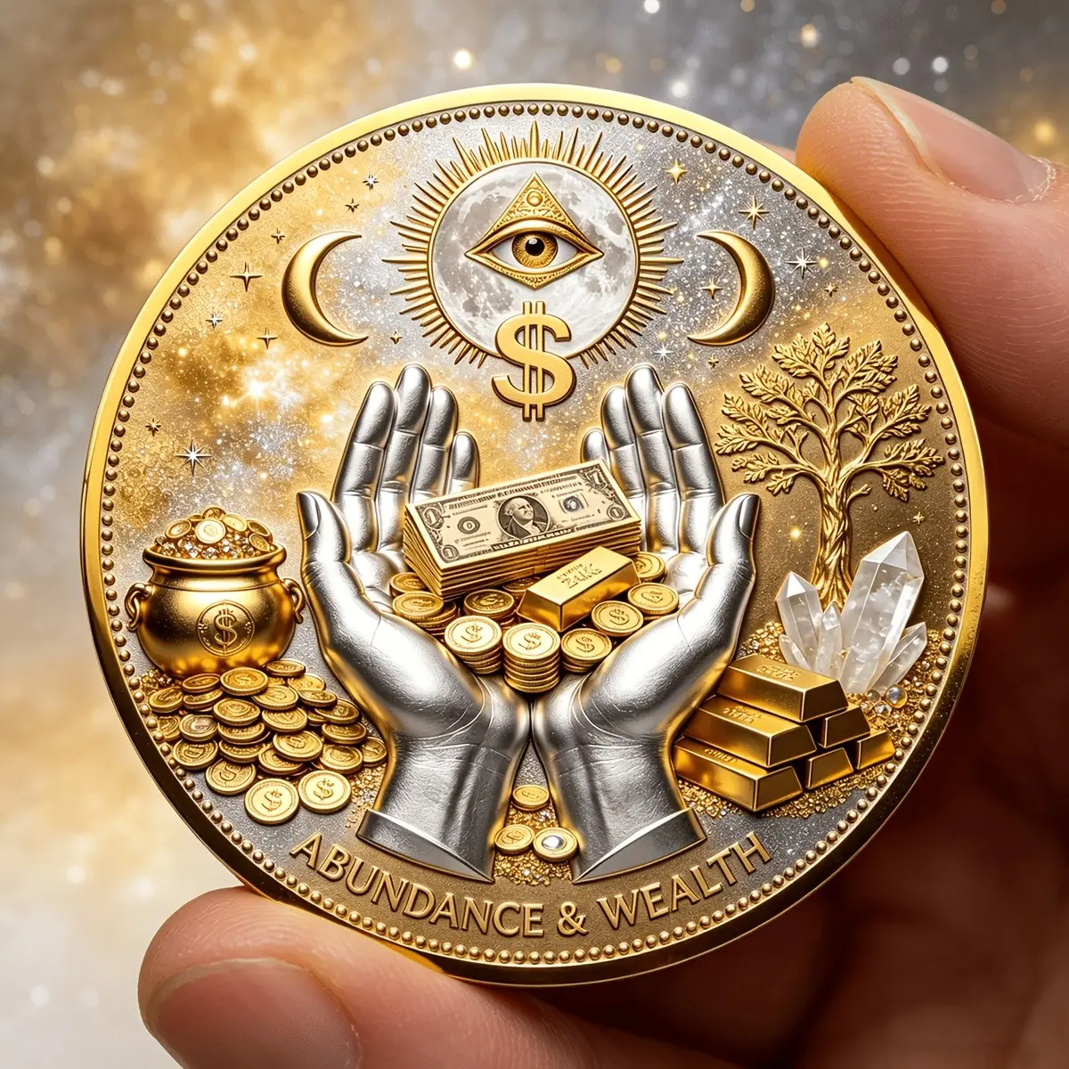 3D Wealth Prosperity Coin, All-Seeing Eye Collectible, Luck Charm, Portable Fortune, Ornaments