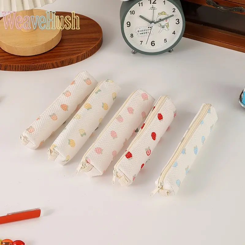 Candy‑Colored Strawberry Pencil Pouch, Minimalist High‑Aesthetic Mini Stationery Bag, Lightweight Storage Organizer for Teen‑Girls Back‑to‑School Pen & Supply Storage