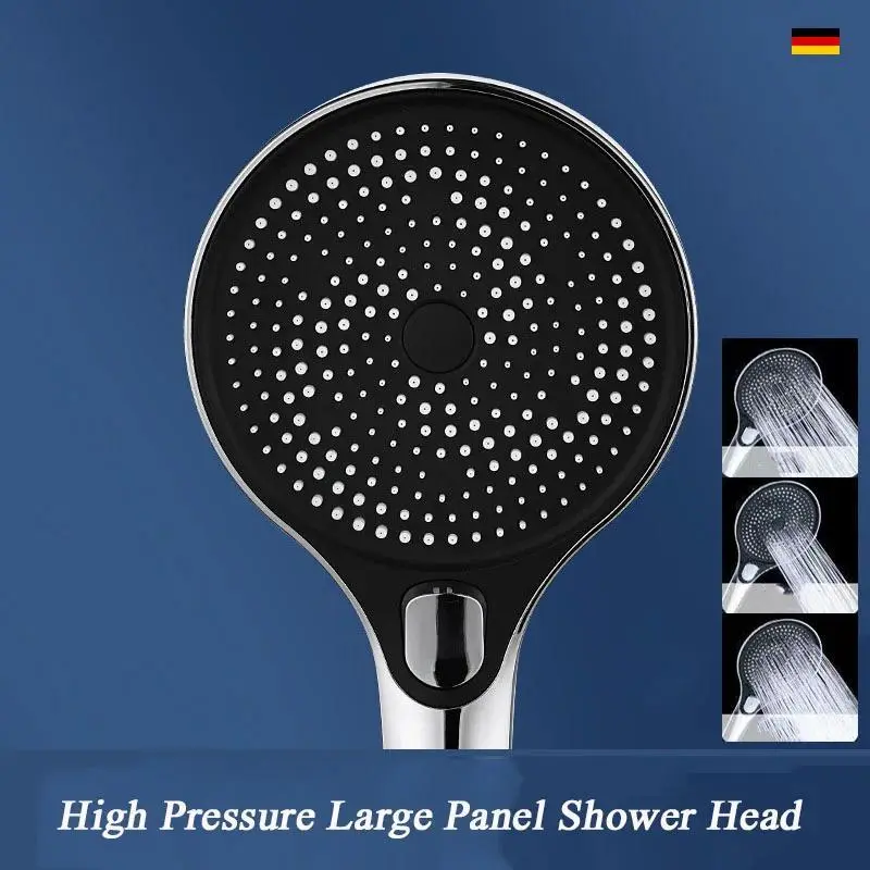 New Upgraded 130mm Round Big Panel 3 Modes Adjustable Large Flow Handle Shower Head Rainfall Shower Head Bathroom Accessories