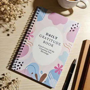 Adult Gratitude Journal, A5 Workbook with Worksheets, English Language, Daily Reflection and Gratitude Practice, Simple Step-By-Step Notebook