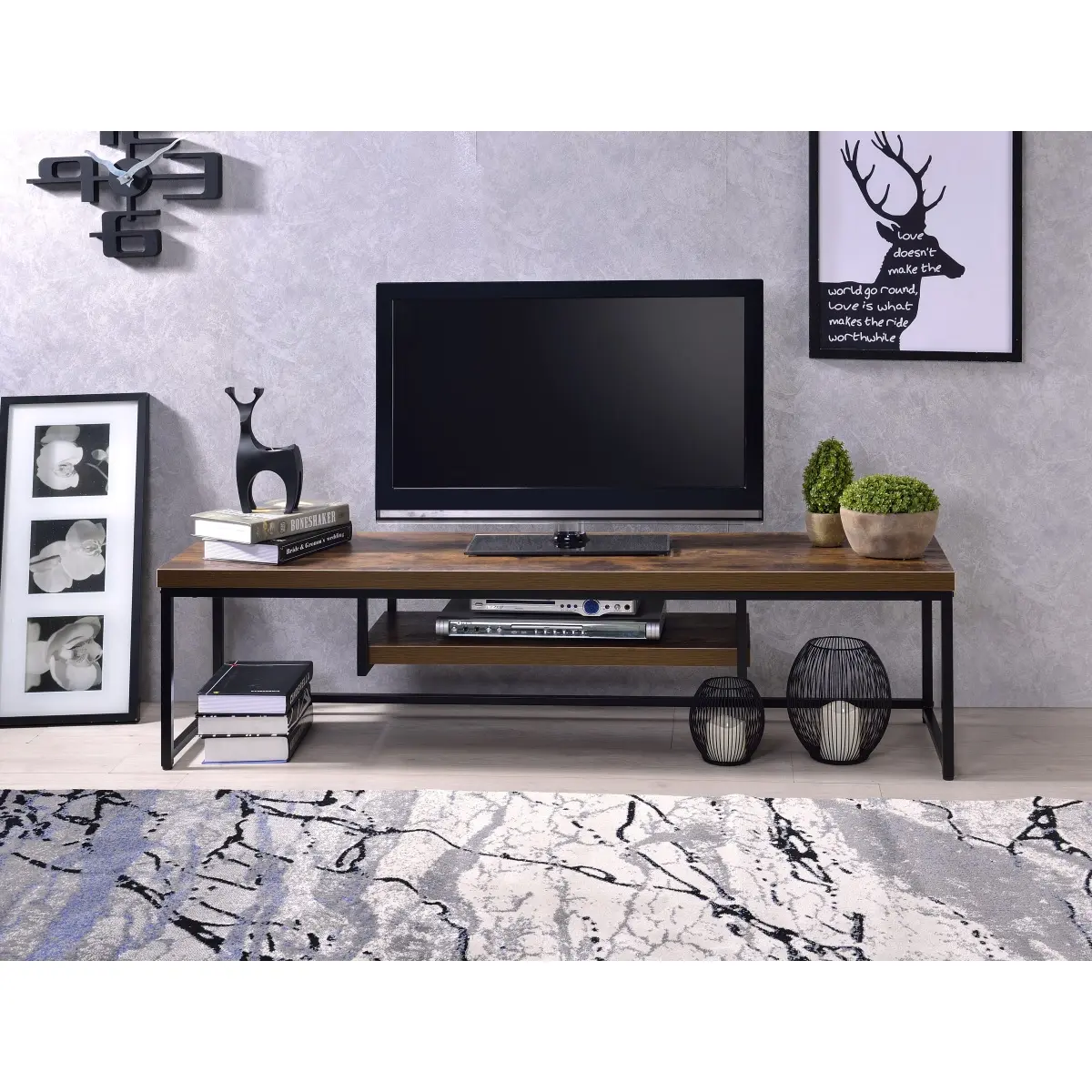 AobtkelBob Metal & Wood Pre-Assembled File Cabinet, Weathered & Black Finish, 1 Drawer+Comp., Lock, Casters Wheels, Commercial Office Furniture