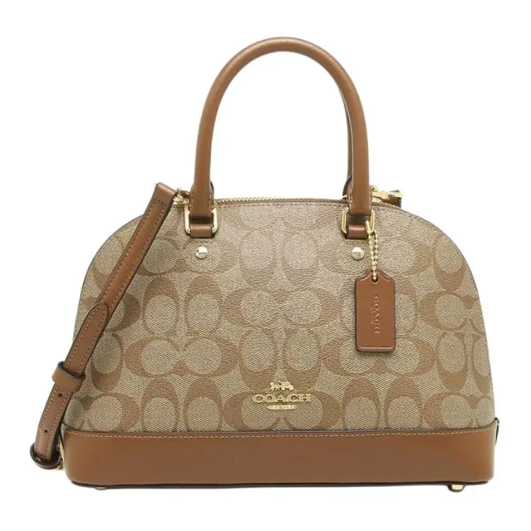 COACH Sierra 26 Monogram Leather Clamshell Handbag for Women – Classic Brown
