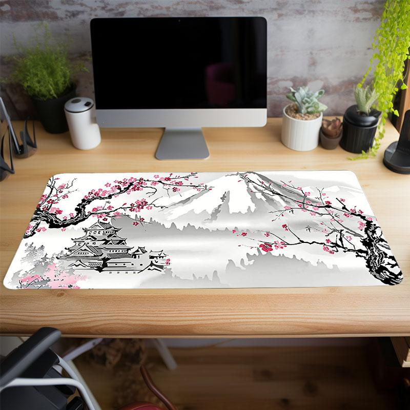 Large Gaming Mouse Pad with Non-slip Rubber Base, 1 Count Cherry Blossom Pattern Desk Mat, Computer Keyboard Pad, Washable Rubber Mouse Pad Perfect for Gamers Office Workers & Home