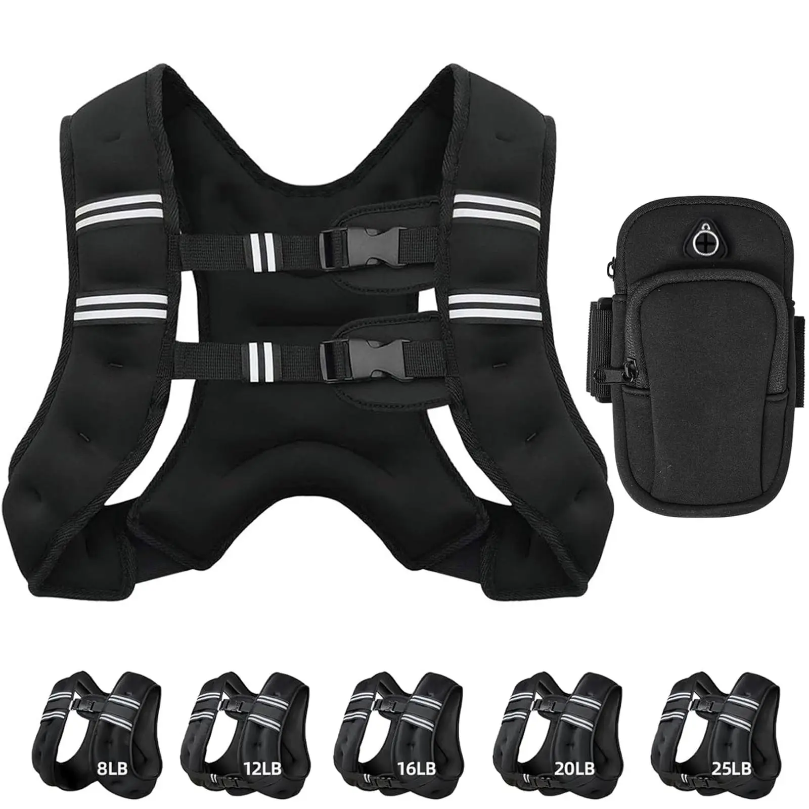 【DealsForYouDays】Unisex Adjustable Weighted Rucking Vest, Weight Training Gear with 8lbs-25lbs Range & Detachable Pouch for Walking, Training