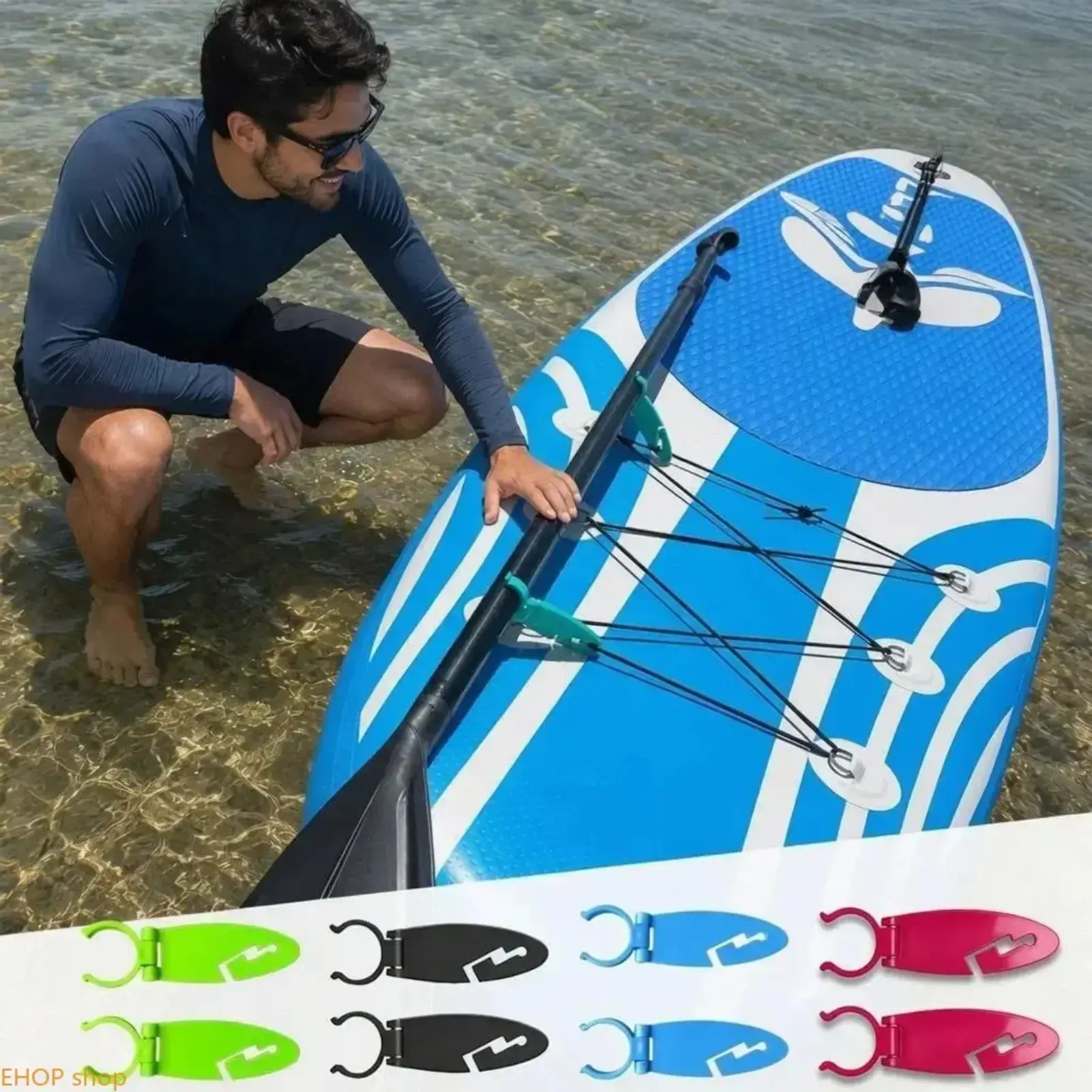 Universal Paddle Board & Kayak Mounting Clips, PP Plastic Accessory for Cup Holders, Fits Most 5-7 Inch Boards, Durable Lightweight Paddle Holder for Paddle Boarding, Kayaking, Fishing & Outdoor Activities