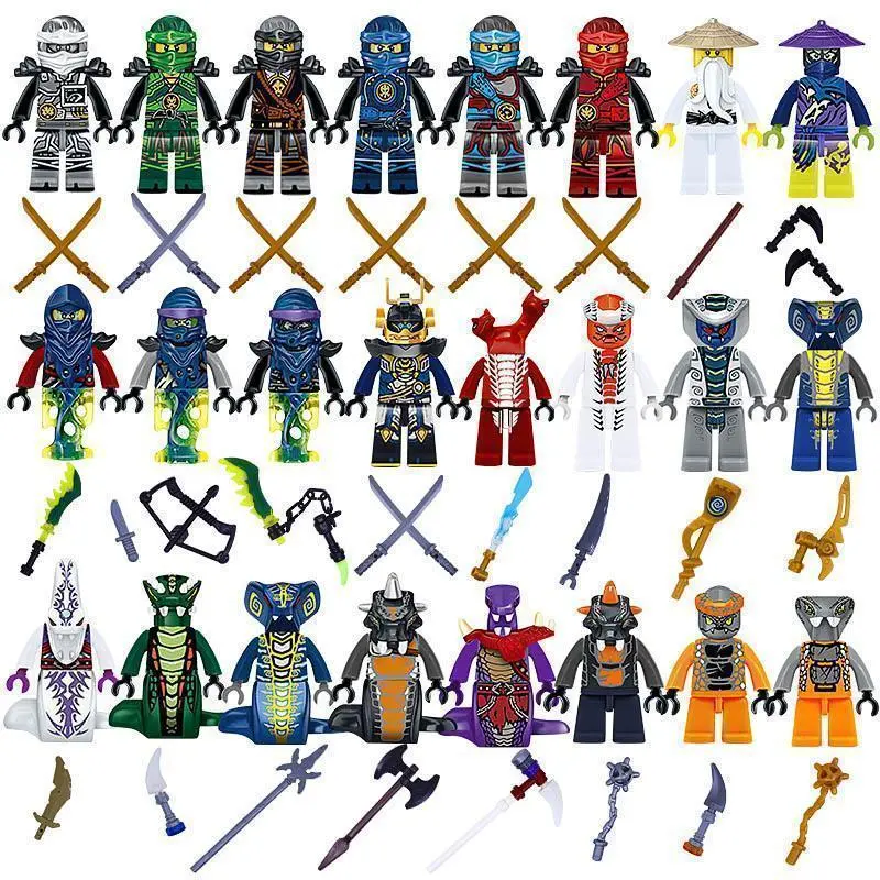 2026 hot item 24pcs Ninja Set Mini Toy Doll Figure Ghost Evil Pythor Chop'rai Mezmo Motorcycle Jay Cole Kai Zane Lloyd Building Block Toy Turtles Popular toys