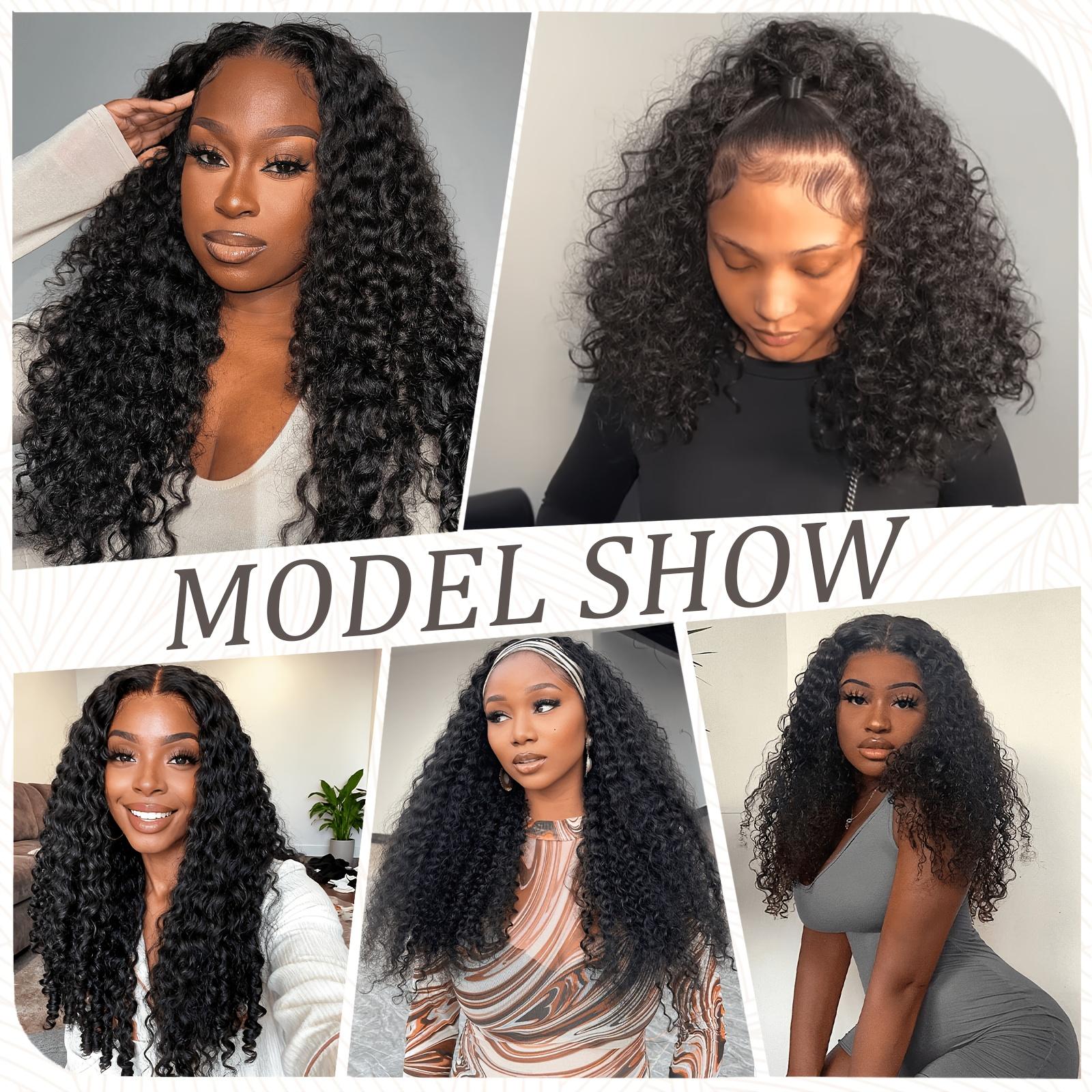 Women's Feather Crochet Hair Bundle Deep Wave Crochet Hair 14 inches 50g Pre-separated Feather Crochet Hair Deep Wave Invisible Crochet Hair Piece 25 Strands Natural Black, Water Wave, Bohemian Braids