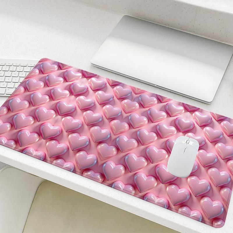 Heart Pattern Mouse Pad, Rectangle Gaming Mouse Pad, Office Desk Keyboard Mat for Home Office Game Room Desk, Cute Desk Accessories