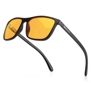 Blue Light Glasses with Metal Interface - Black Frame and Yellow Lenses - Unisex Blue Light Blocking Computer Glasses, Relieve Eye Fatigue, Improve Sleep, Blue Blocker Gaming Glasses