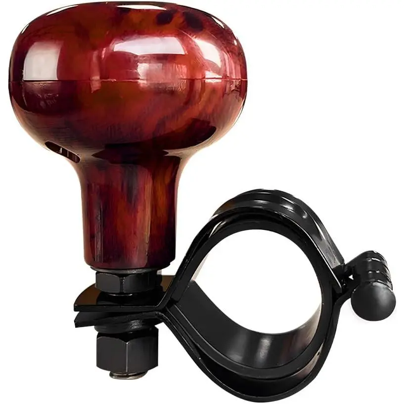 Woodgrain Steering Wheel Spinner Knob, Anti Slip Automotive Power Handle Spinner, Smooth Ball Shape Aid Knob to Control Steering Wheel Easier,  Accessories (Woodgrain)