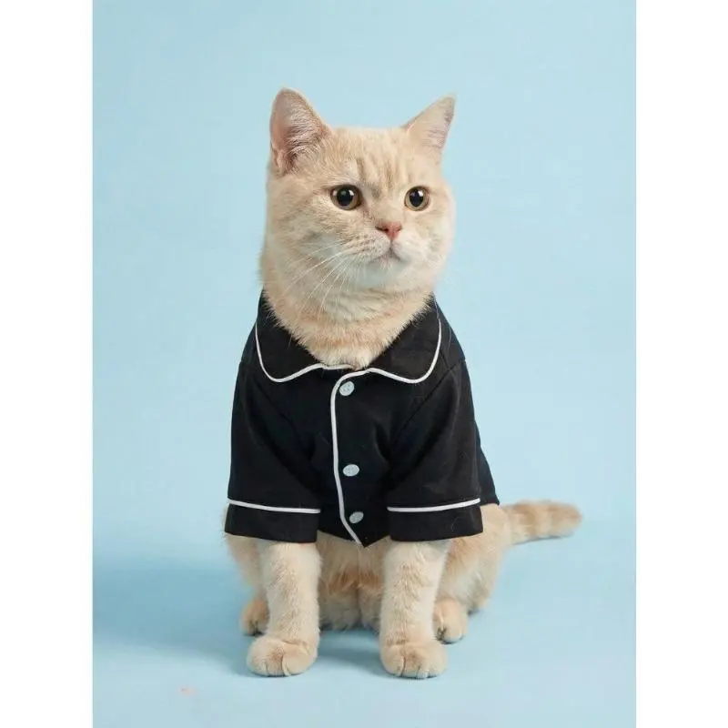 Skin-Safe 1-Piece Pet Pajamas - Soft, Breathable, Button-Front Pet Apparel for Small/Medium Dogs & Cats, Night Wear for Sleep Time & Cute Photoshoots