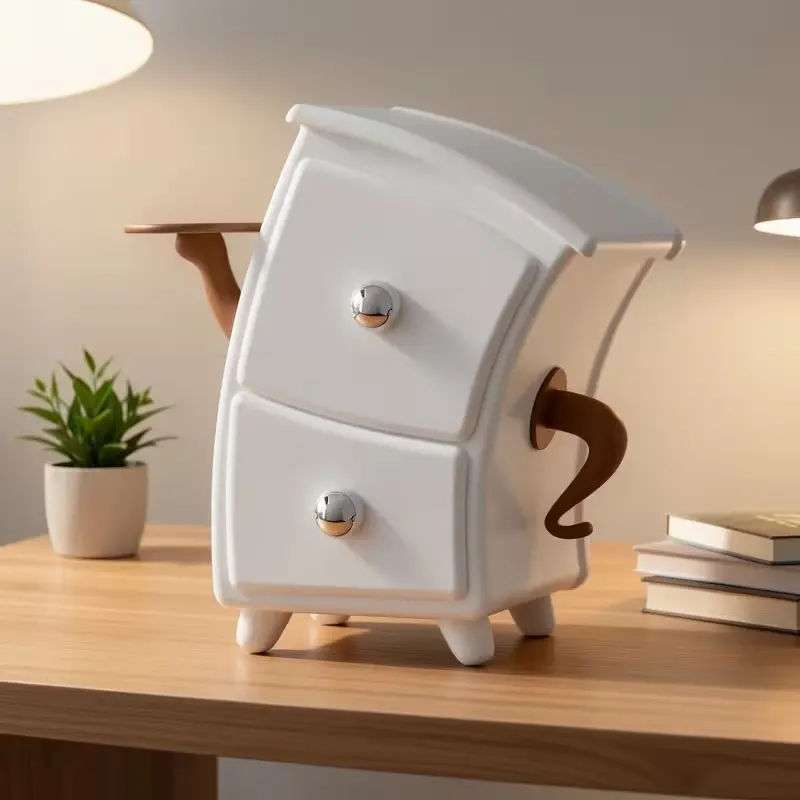 Creative Desk Organizer Box, Unique Bendable Drawer Entryway Storage Cabinet, Large Capacity Jewelry Ring Sorter, Innovative Design