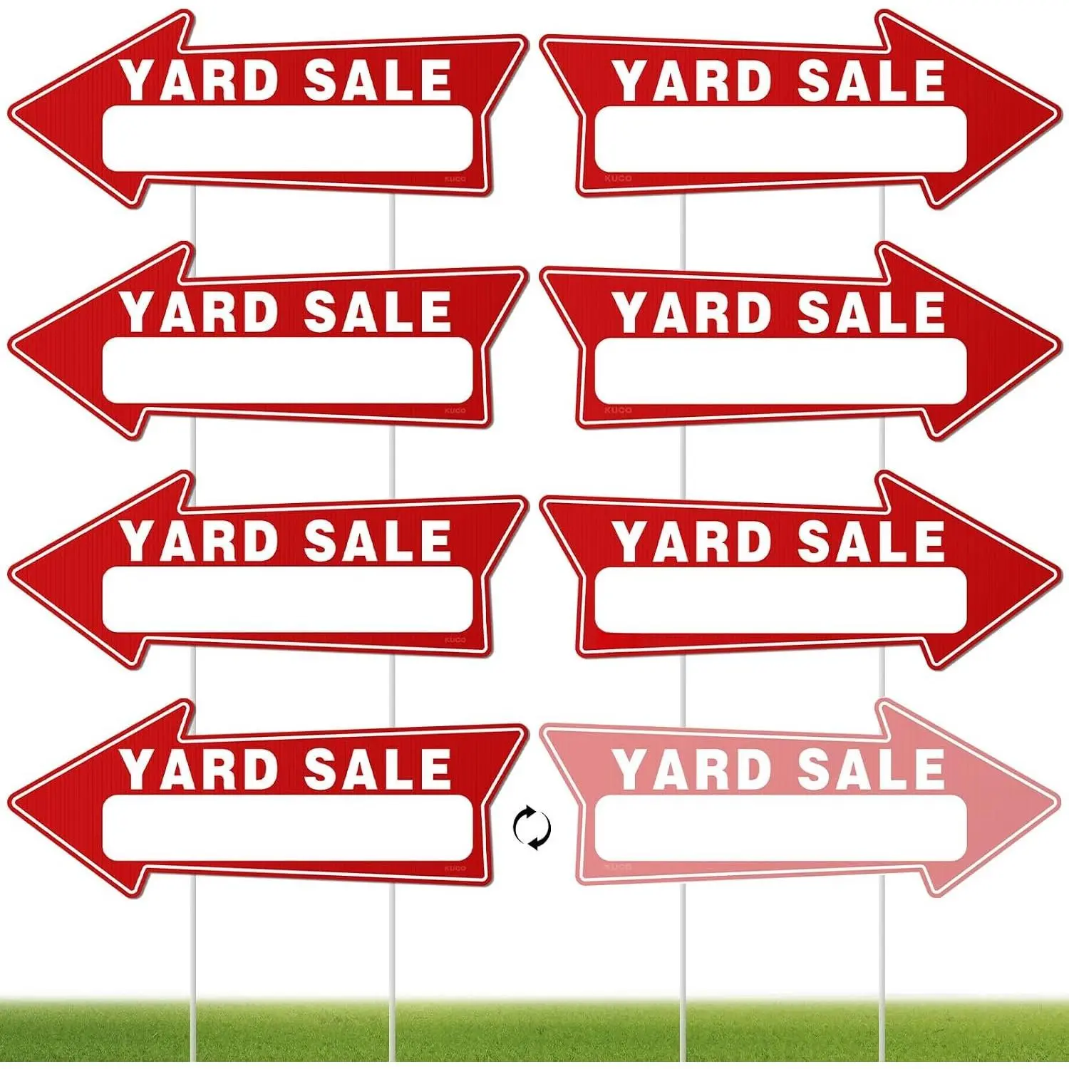 7 Pack Yard  Signs with Stakes - 16"x6" Double-Sided Directional Garage  Arrows,  Outdoor Signs with 14 Metal Stakes, Yard  Supplies