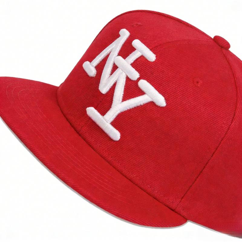 Flat-brim baseball cap with 3D NY embroidery, fully enclosed flat-brim cap, unisex, suitable for street dance, large head circumference hat