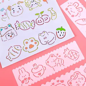 Primary School Cartoon Cutout Drawing Template Set, Kids Handmade Newspaper Tool, DIY Notebook Multi-Function Drawing Ruler