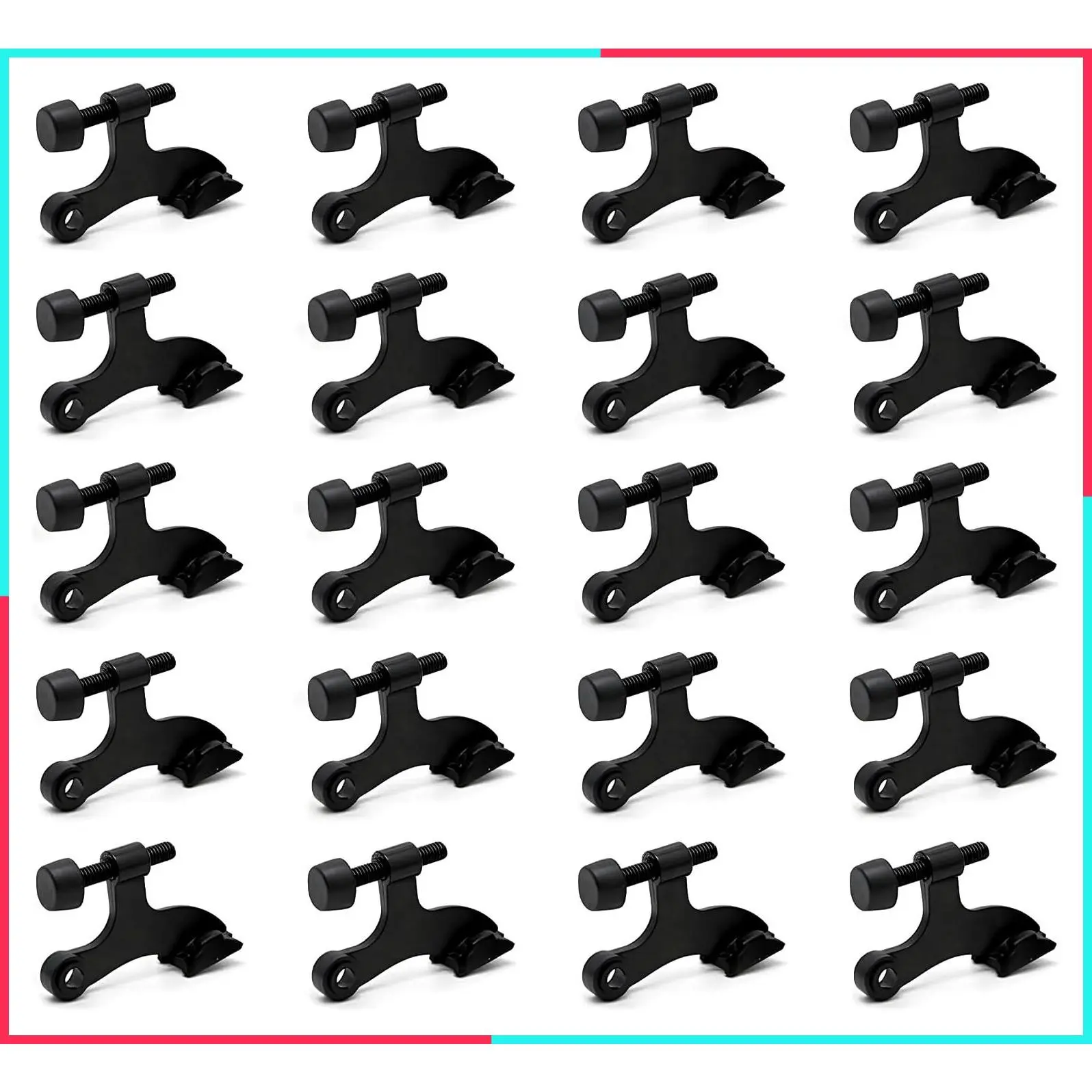 20 Pack Adjustable Heavy Duty Hinge Pin Door Stops with Black Rubber Bumper Tips
