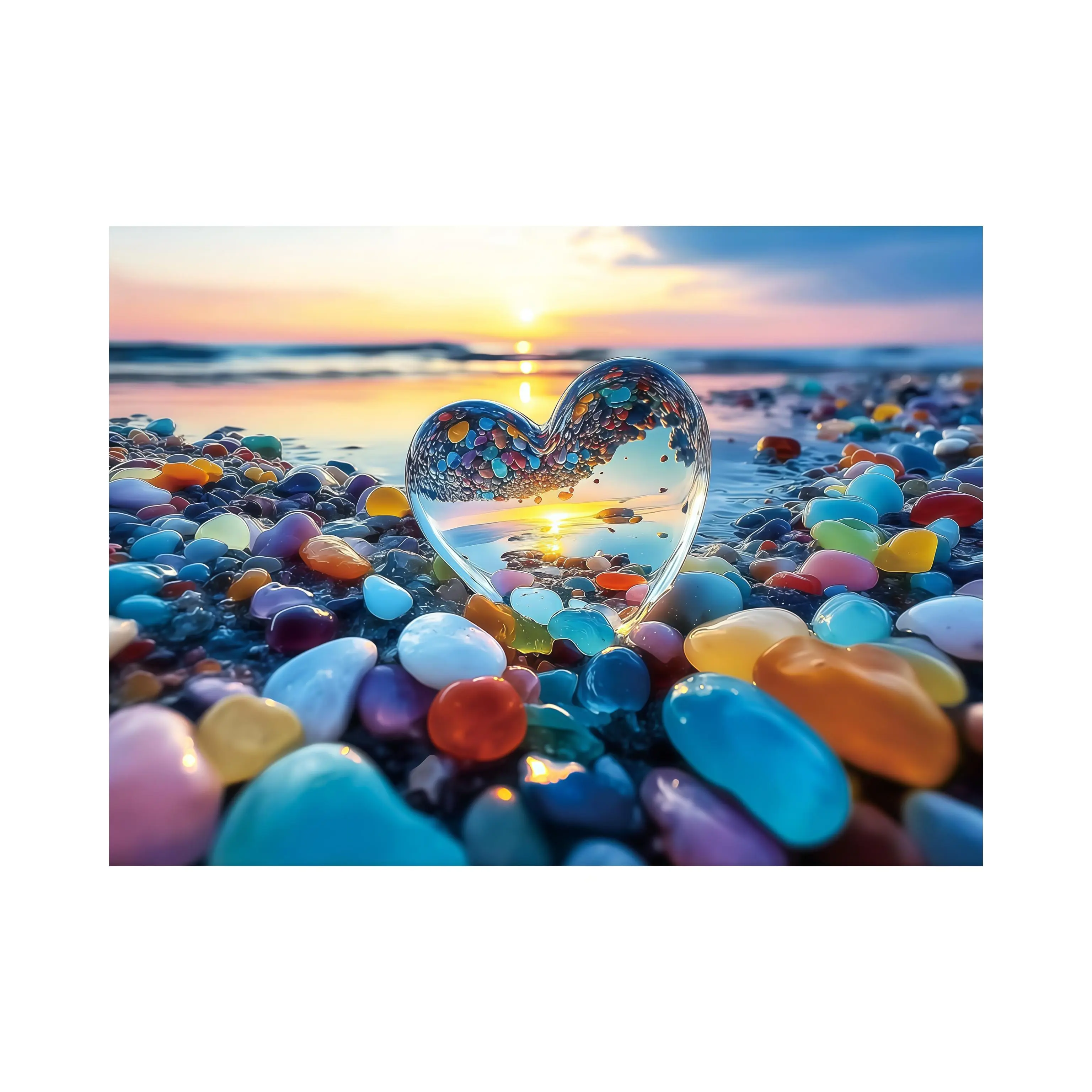 500 Piece Jigsaw Puzzle for Adults –Heart Pebble Jigsaw Puzzles 500 Pieces, Beach Romantic Glass Puzzles for Adults 500 Pieces, Challenging Perfect for Game Nights