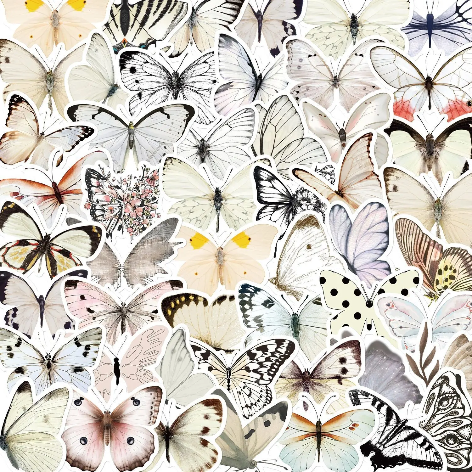 50 Butterfly Graffiti Stickers, DIY Decorative Decal Sticker PVC Stickers for Guitar Phone Case Water Bottle, Waterproof Stickers, Cellphone