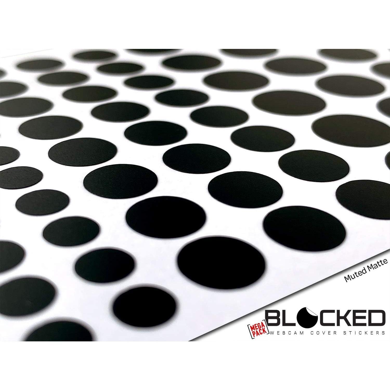 Vinyl Webcam Cover Stickers | 95 Restickable & Stackable  Covers | for  Camera-endable Devices | 5-Sizes | Black (Matte)