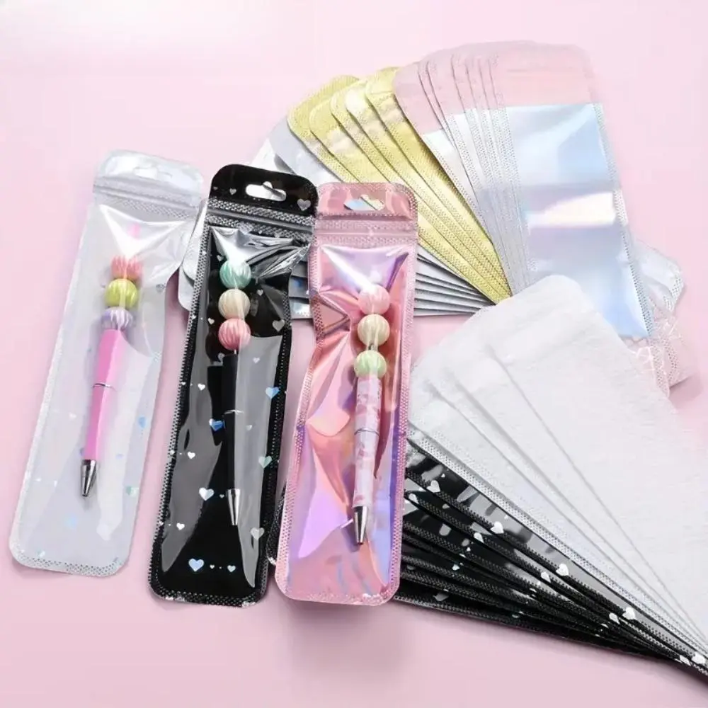 2026 New 50Pcs Thickened Clear Plastic Ziplock Pouches, Long Transparent Zip Storage Bags, Clear Display Packaging Bags for Jewelry, Pens & Small Accessories