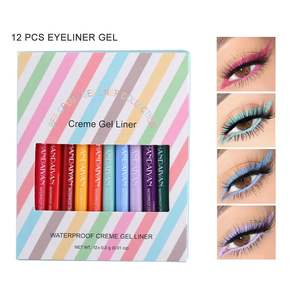 12-Piece Colorful Eyeliner Set, Waterproof Eyeliner Pencil, Long-Lasting, Smudge-Proof, Perfect for Daily, Party, Stage Makeup, Eyeliner Bundle