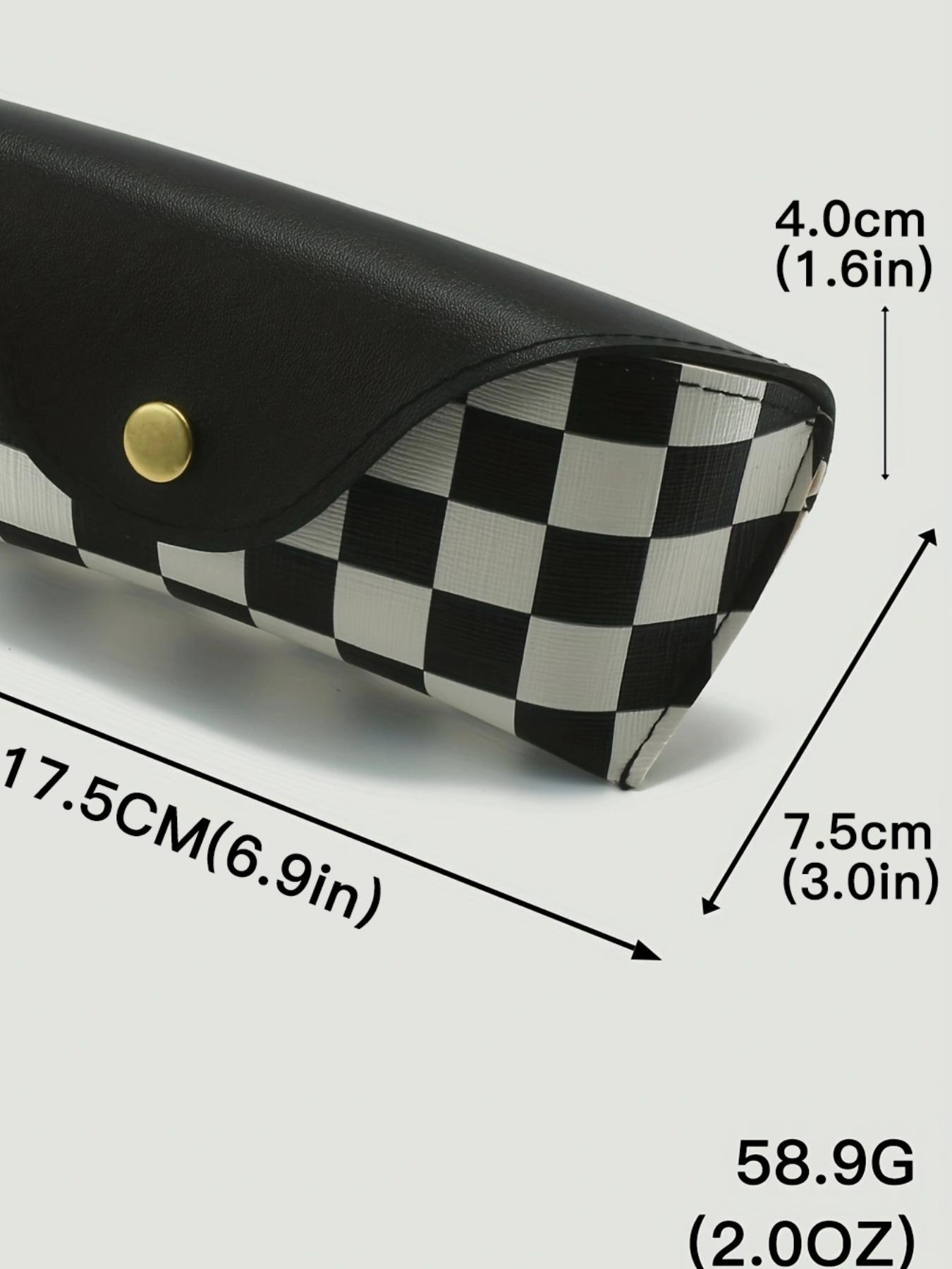 Simple U-shaped Checkered Pattern Glasses Case, Basic Pu Leather Eyeglasses Storage Bag for Women & Men, Anti-pressure Lining Soft Bag for Sunglasses, Portable Sunglasses Organizer