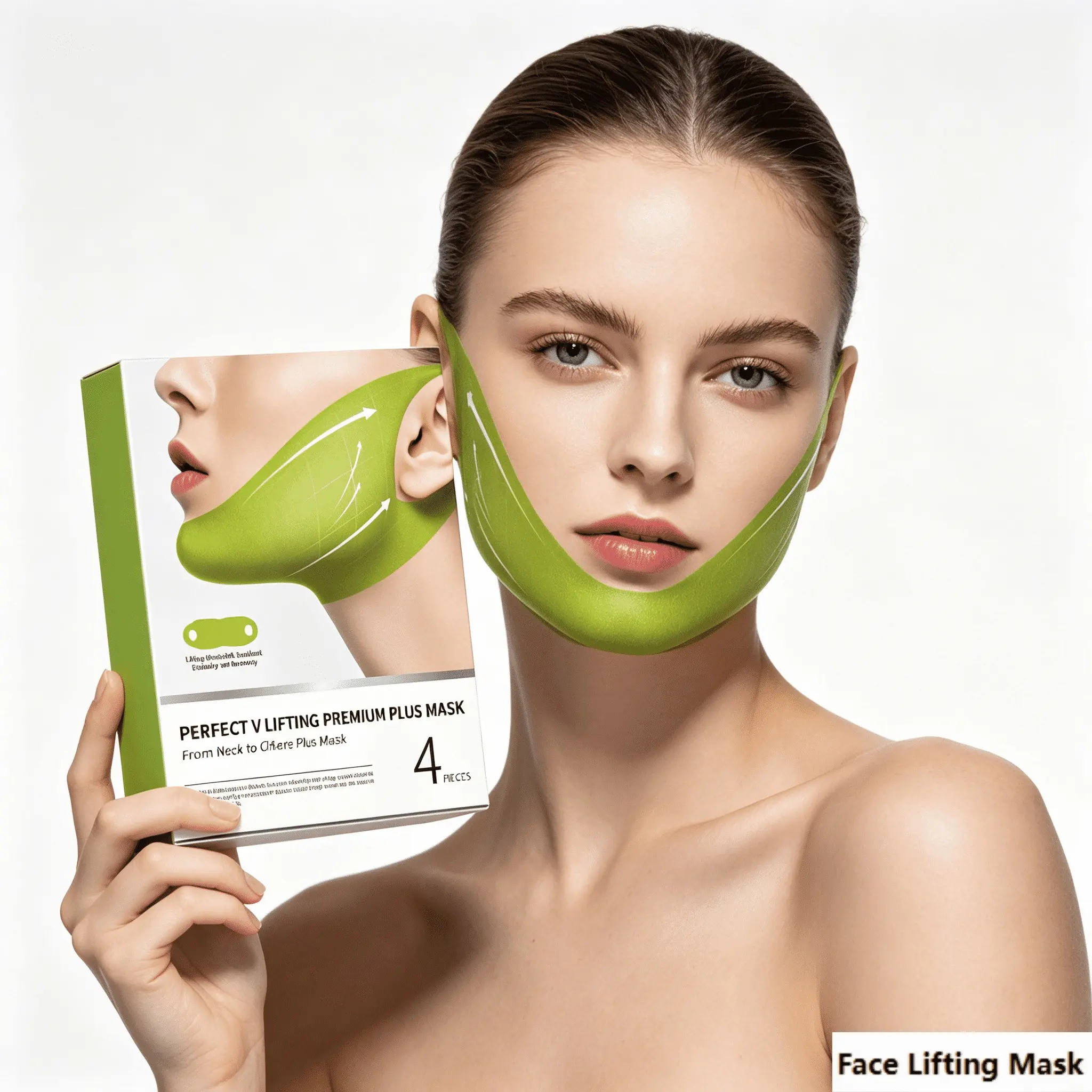 Elastic Recovery Lifting Mask, Cactus Collagen Ear Hook Wrap, Tighten Lower Face & Jaw Area, Nylon Fabric + Hydrogel, Facial Mask
