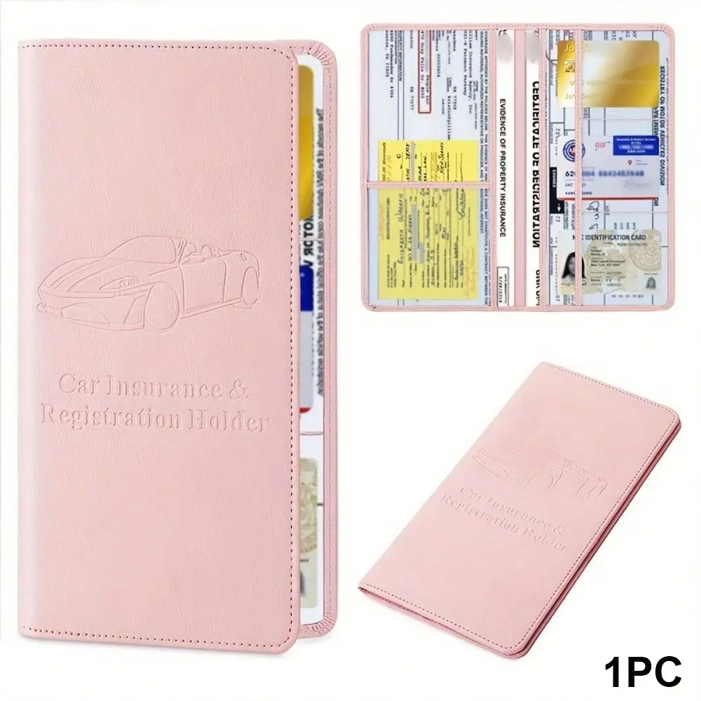 PU Leather Car Registration and Insurance Holder, Vehicle Registration and Insurance Card Holder for Car, Auto Document Holder Glove Box Organizer Car Insurance Folder, Auto Glovebox Organizer Car Glove Compartment Organizer for Women and Men
