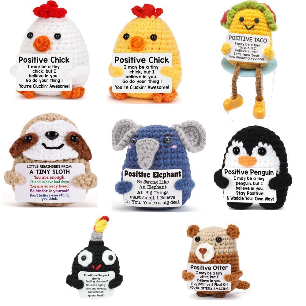 Handmade Positive Energy Elephant Doll With Card Home Decoration Knitting Turtle Doll Ornament Room Decor Christams Party Gifts