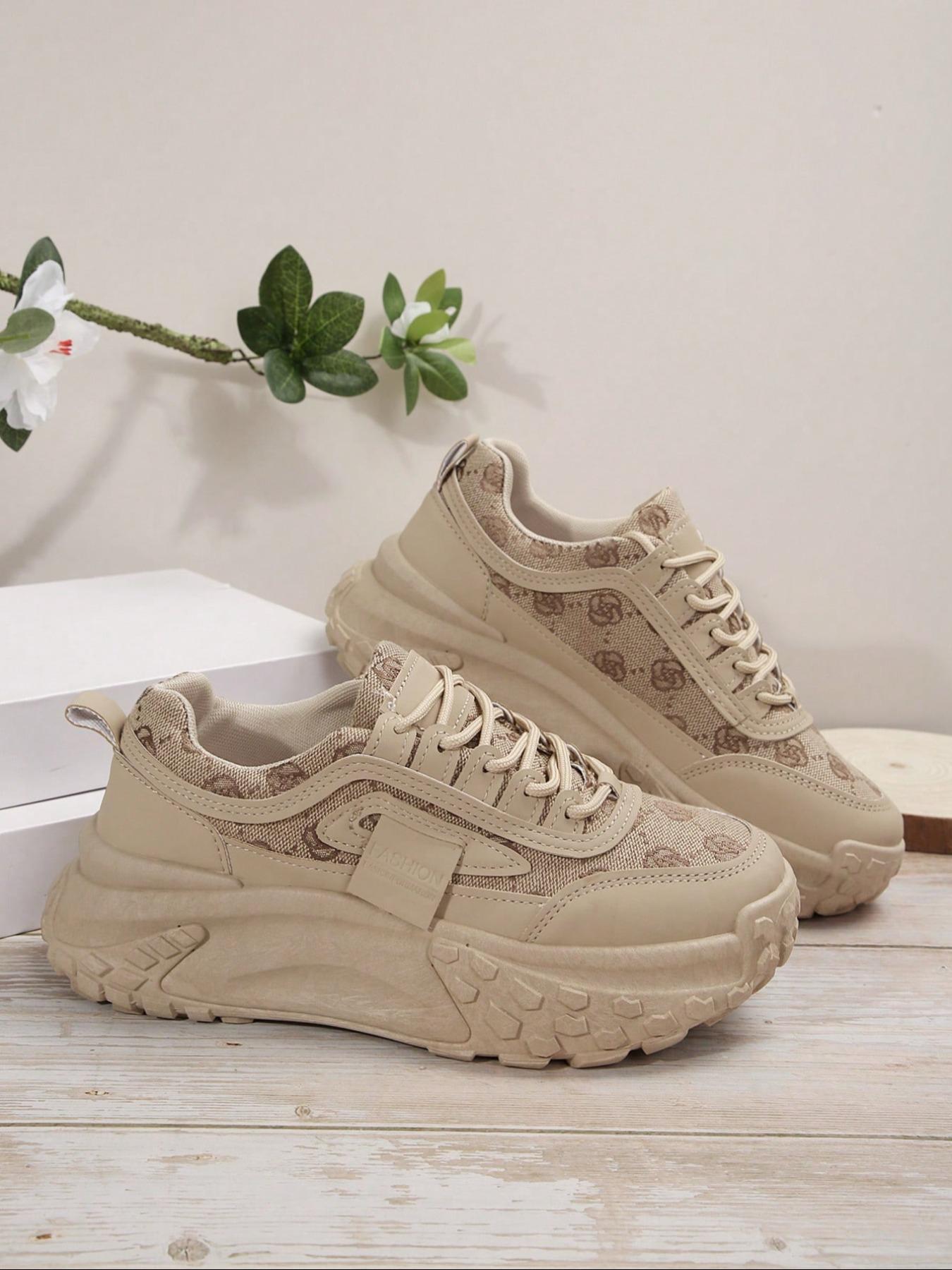 Women's Fashionable Lace Up Front Platform Low Top Sneakers, Trendy Fashion Sneaker, Casual Comfortable Sports Shoes for Daily Wear, Perfect for Students and Outdoor Sports, Fashion Walking Sneakers