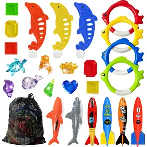 25PCS Pool Diving Toys Games with Dive Sticks, Rings, Underwater Treasures, Torpedo Bandits and Fish Toy, Fun Water Swim Toys for Boys Girls Kids Teens Adults