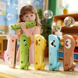 1pc Shun Fei Kids Cartoon Harmonica 16 Holes C Key Double Row Beginner Mouth Organ, Cute Dinosaur Capybara Design 2-in-1 Instrument with Whistle Function, Musical Toy Gift Boys Girls