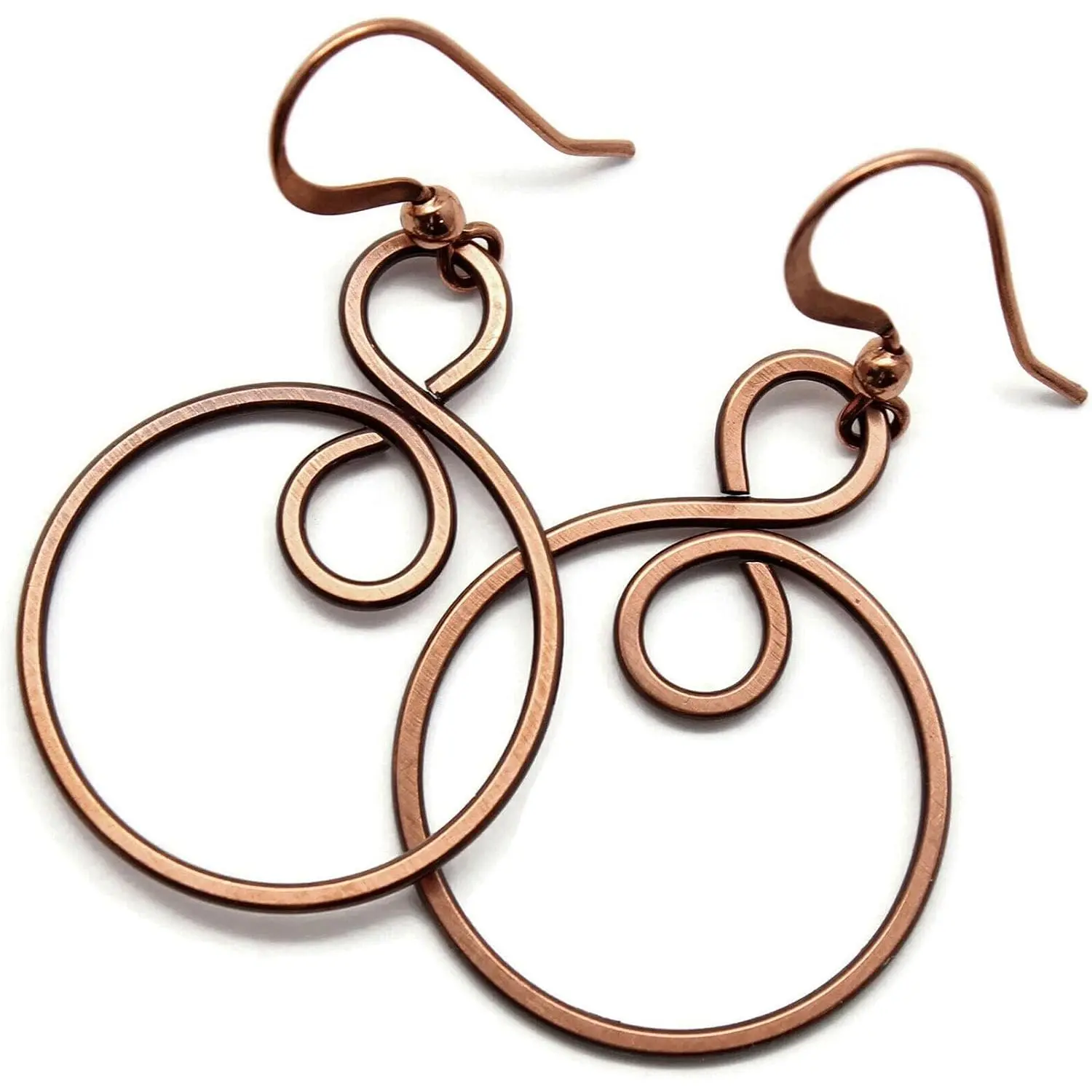Handcrafted Earrings Solid Copper Infinity Hoop Wire Wrapped Earrings (Antiqued Copper, Small, 1-1/4" drop)
