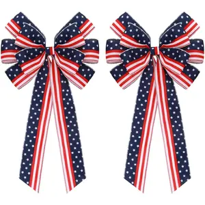 2 Pack Extra Large Patriotic Bows for Wreaths American Flag Stars & Stripes Bow, Waterproof 4th of July/Independence Day Decor for Outdoor Fence, Door, Party Bunting (Red White Blue Star Bows)fidget toys