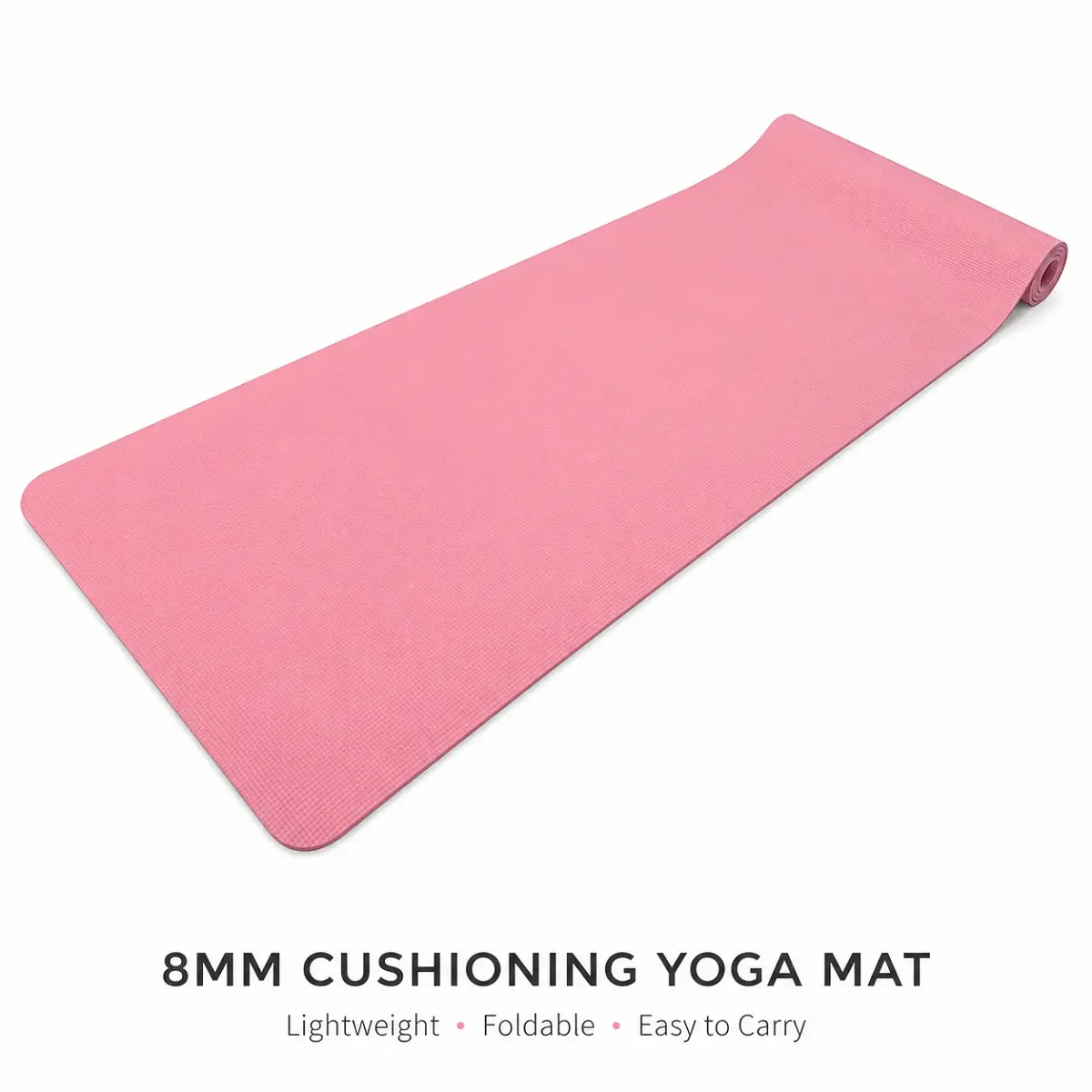 Unisex Adults' 8mm Thick High-Quality Shock-Absorbing Anti-Slip Cushioned Yoga Mat - Foldable, Lightweight, Easy-to-Carry Workout Equipment for Yoga, Outdoor Activities, Home Gym Activity Mat, Exercise Mat Thick, Fitness Mat