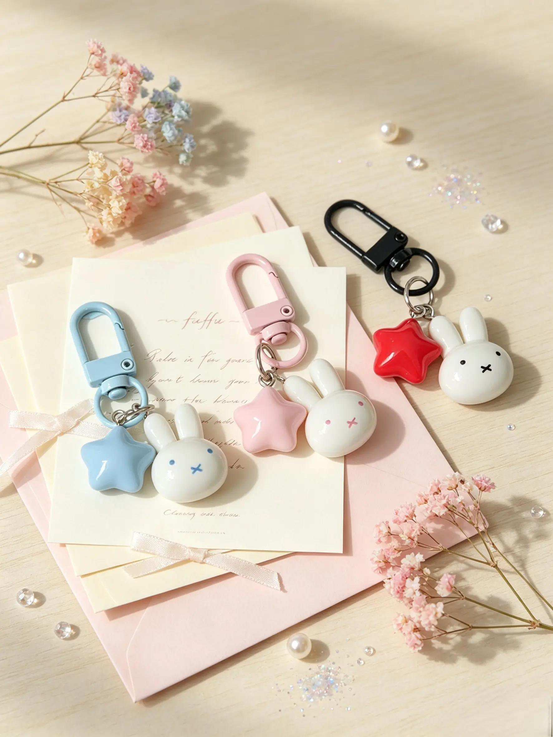 3pcs Cute Rabbit Design Keychain, Fashionable Keychain Accessories for Women & Men, Trendy All-Match Keychain for Birthday Gift, Kawaii Fashion Accessory