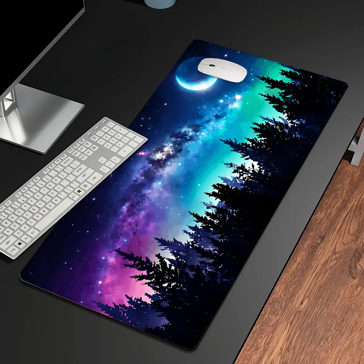 Large Magical Woodland Forest Print Mouse Pad - Nature Botanical Desk Mat, Waterproof, Non-Slip Base, Smooth Tracking Surface, Relaxing Desktop Decor, Ideal for Gaming Setup, Daily Work