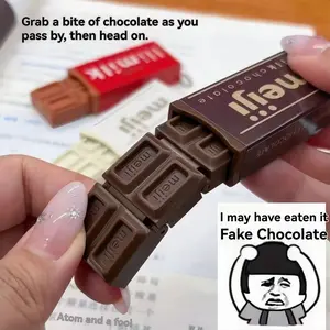 2026 New Edition Meiji Chocolate Breaking Food Toy, Mini Pocket Stress Relief Toy, Fun Hanging Ornament, Realistic Series