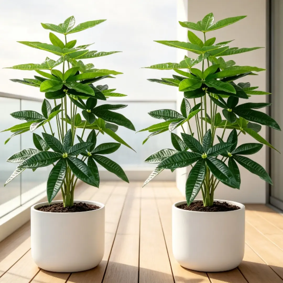 2-Pack Money Tree Plant Large High-Quality Artificial Potted Trees Guiana Chestnut Set, Fortune Tree Palm Plant for Home Office Decor, Decorative Fake Plants, Low Maintenance, All Seasons
