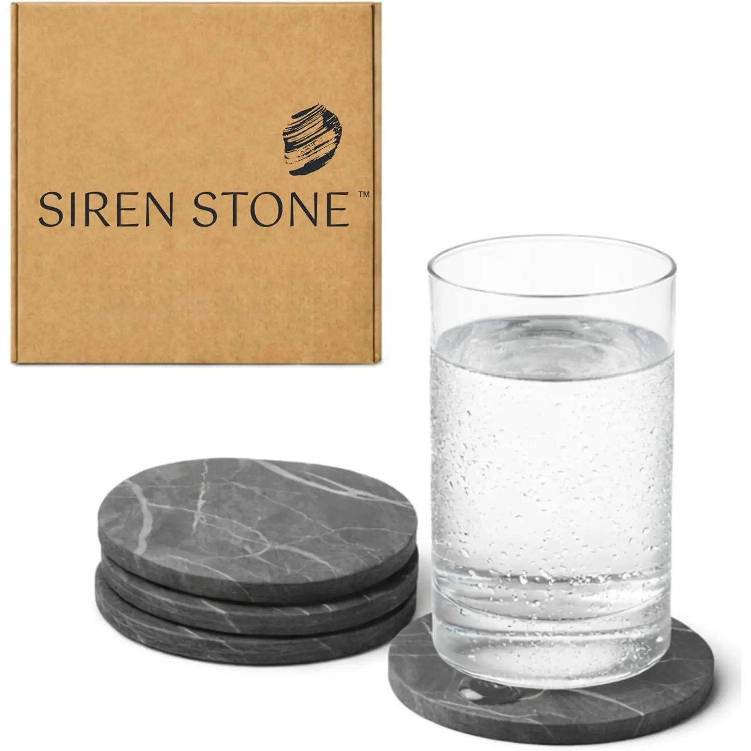 Diatomaceous Earth Coasters Set of 4 | Absorbent Stone Coasters for Drinks | Quick Dry, Water Absorbing | Non-Toxic, BPA-Free | Female Founded USA Brand