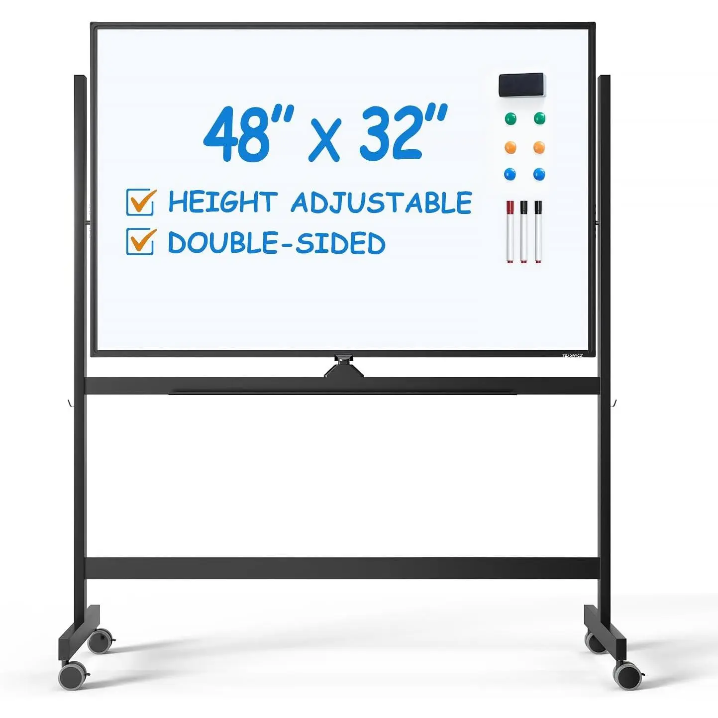 Large Rolling Whiteboard - Dry Erase  48 x 32 Inches White Board Height Adjust Double Sides Mobile Portable Easel  Wheels, Dry Erase Board with Stand for ,  & Classroom