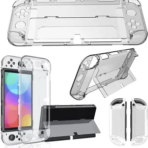 1set Switch Oled Crystal Case with Stand, Detachable Protective Cover, Durable Design, Perfect Fit for Your Device