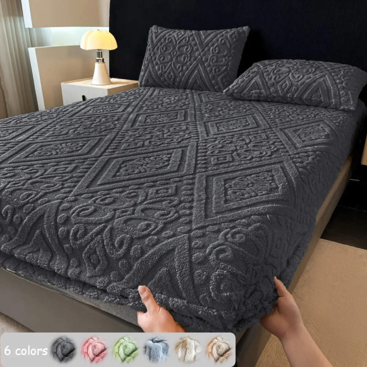 2/3pcs Solid Color Milk Velvet Fitted Sheet Mattress Cover Set, Ultra Soft Thick Warm Bed Cover with 1/2 Pillowcases, Skin-Friendly Cozy Dustproof Mattress Protector, Breathable Sheets Bedding Set for Bedroom, Hotel & Guest Room, Bed Linens