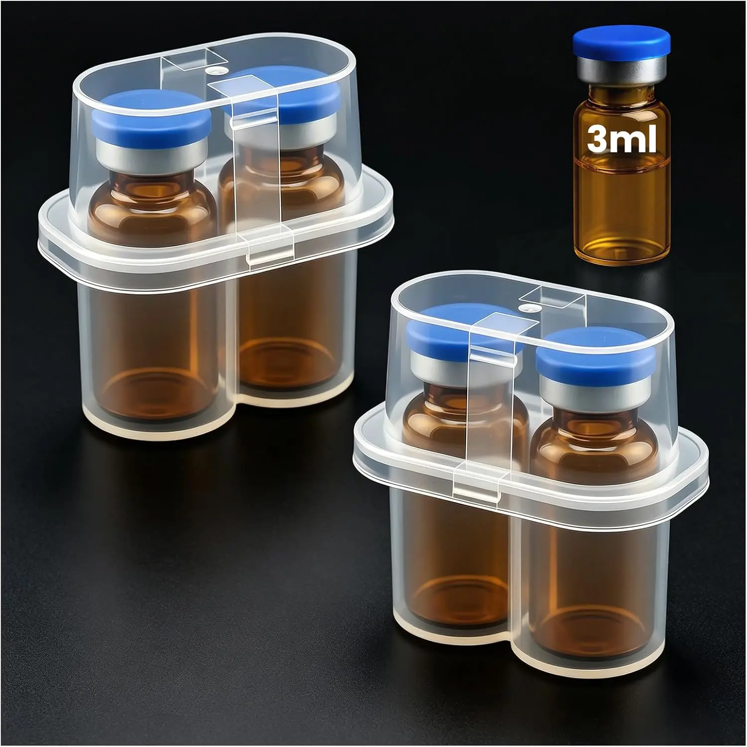 Mini Peptide Travel Box for Refrigerator (2-piece Set) - Each Box Contains 2 Compartments for A Total of 4 Compartments, with A Pocket Size of 0.1 Ounce Small Bottle Storage Box and Portable Insulin and Peptide Storage Box